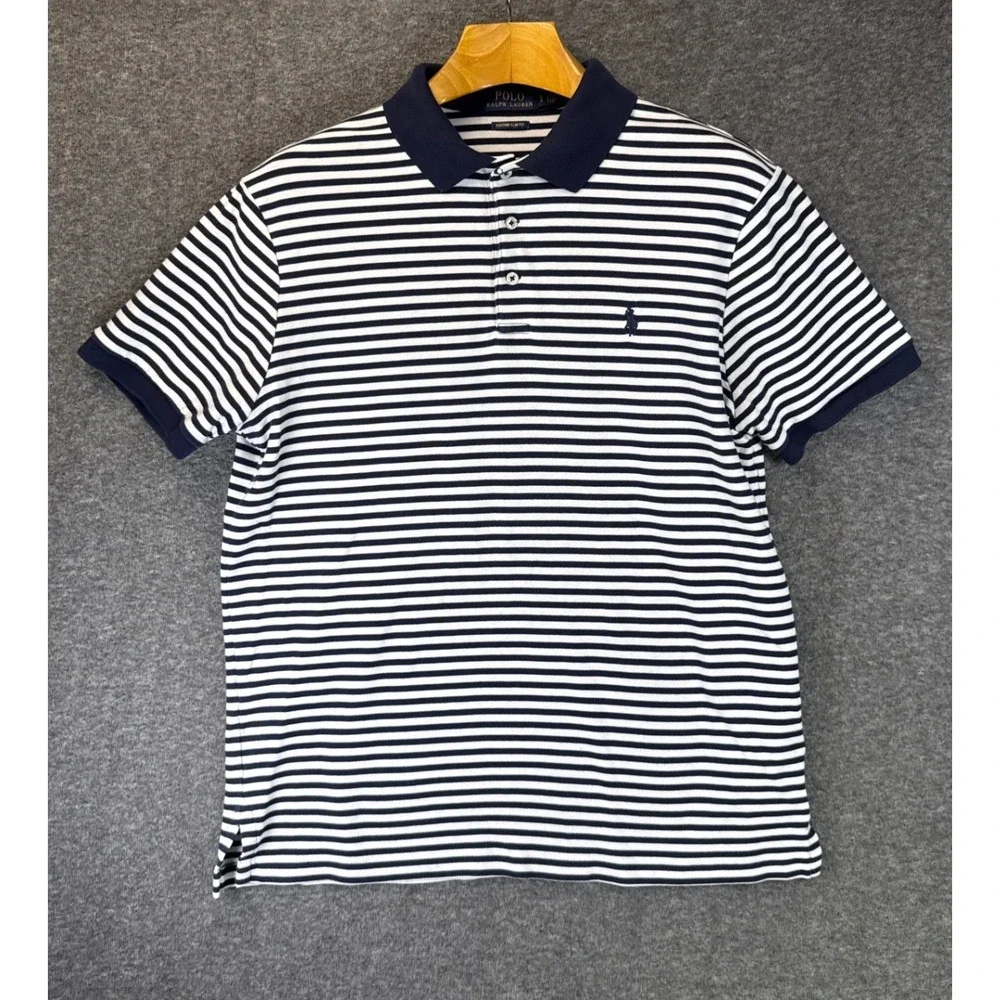 Polo Ralph Lauren Polo Shirt Men L Custom Slim Fit Coastal Riviera Sailor Preppy